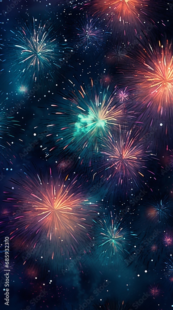 Firework in new year on dark background