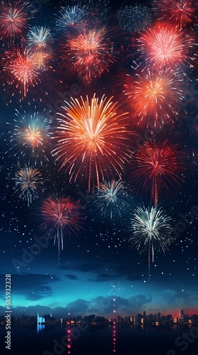 Firework in new year on dark background