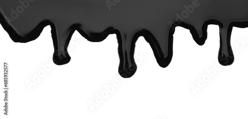 Fototapeta Naklejka Na Ścianę i Meble -  Black viscous liquid flowing on white background