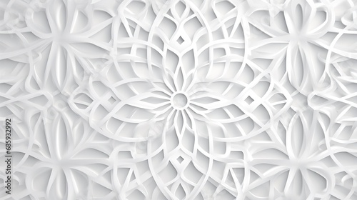 White Islamic pattern background.Islamic pattern background with geometric patterns. White oriental volumetric pattern