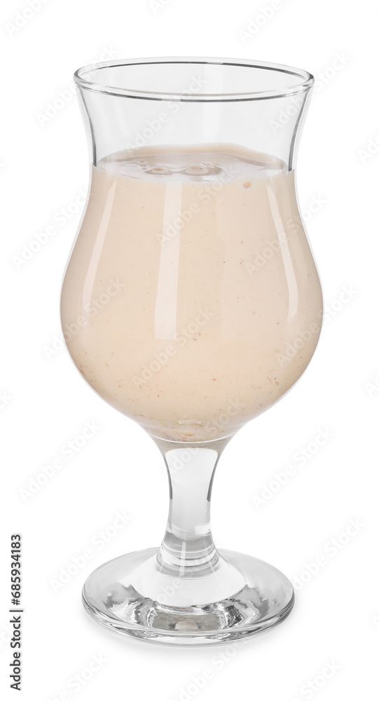 Delicious eggnog in glass isolated on white Delicious eggnog in glass isolated on white