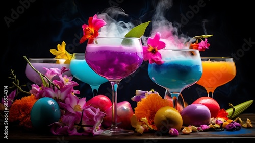 Artistic and colorful Easter cocktails