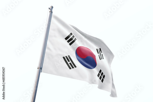 South Korea flag waving isolated on white background