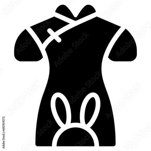 Cheongsam icon with glyph style and pixel perfect base. Suitable for website design, logo, app and UI. Based on the size of the icon in general, so it can be reduced.