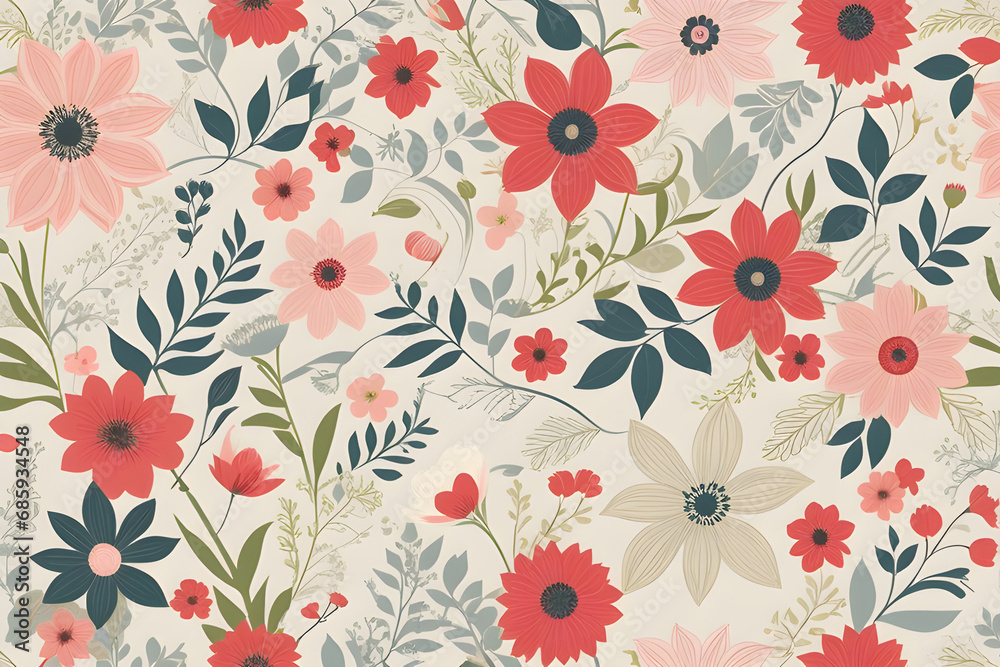 floral harmony delicate flowers arranged in a seamless pattern providing a soft and feminine background for presentations and advertisements