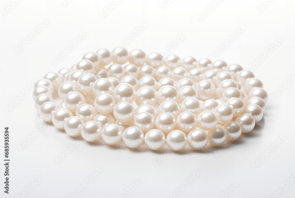 Close-up of a strand of white pearl necklace Close-up of a strand of white pearl necklace