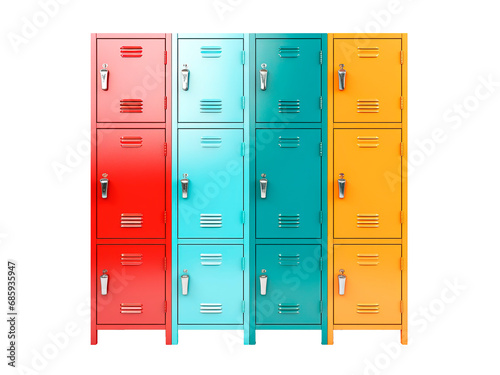 School style colorful lockers over isolated transparent background