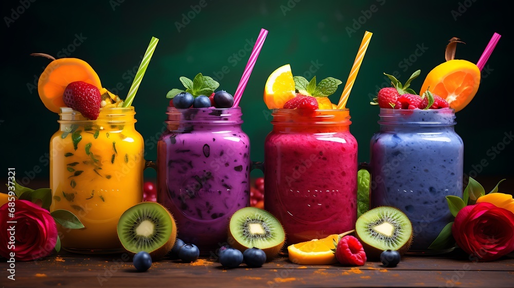 Wholesome and colorful smoothies