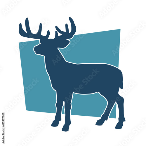 Silhouette of a deer wild forest animal with antlers.