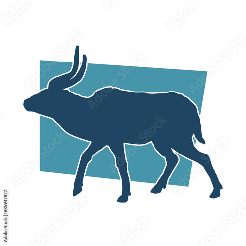 Silhouette of an wild antelope animal running.