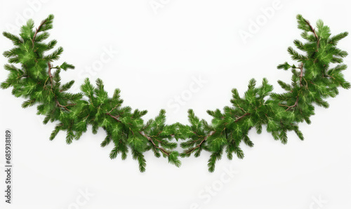Fir branches with Christmas decorations on white background, flat lay © Sattawat