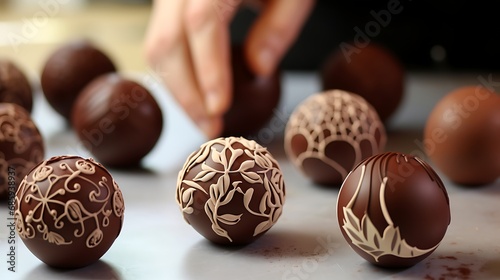Fine detail in chocolate truffle making