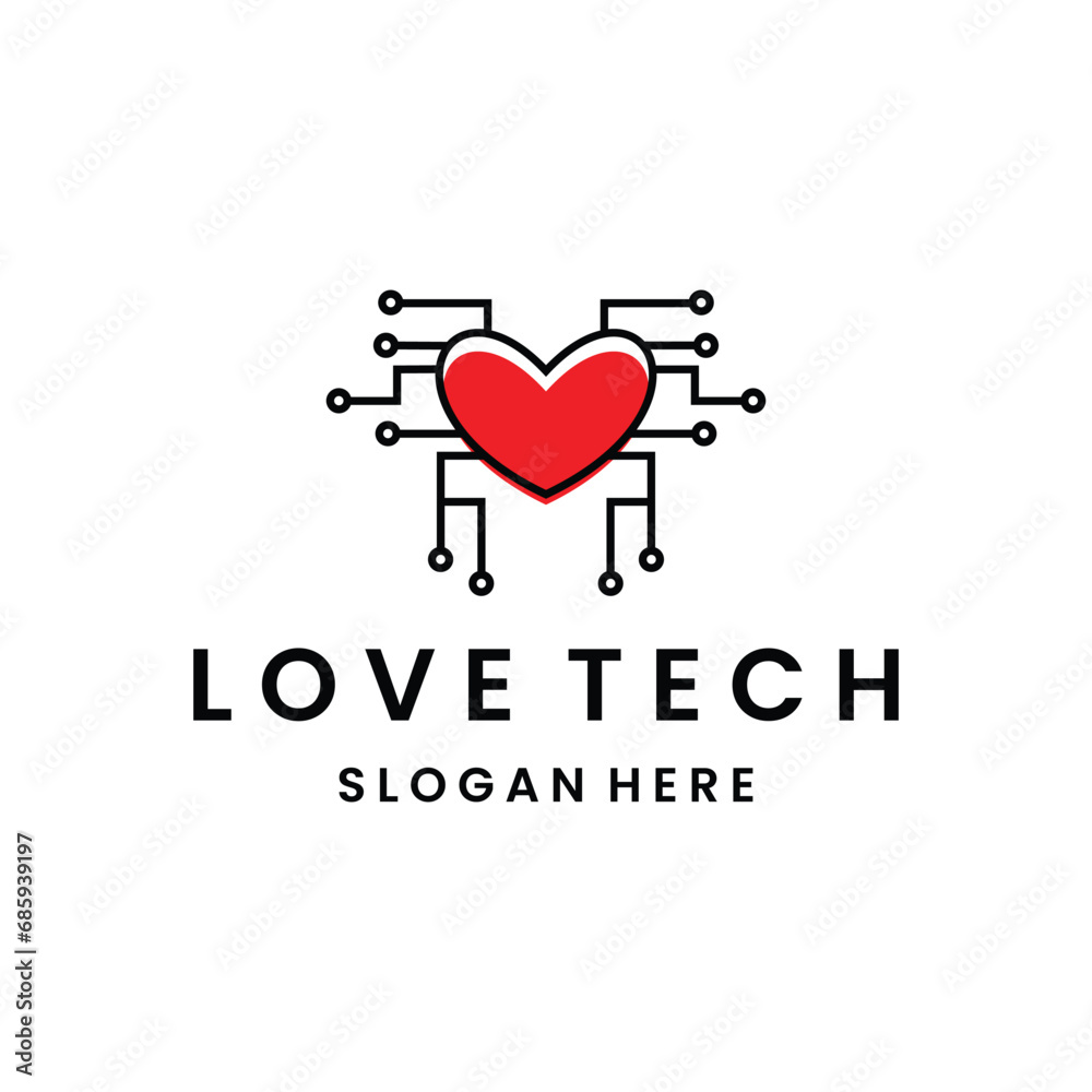 Love tech Logo Concept Design Template Element Vector Illustration. Love tech Logo Concept Design Template Element Vector Illustration.
