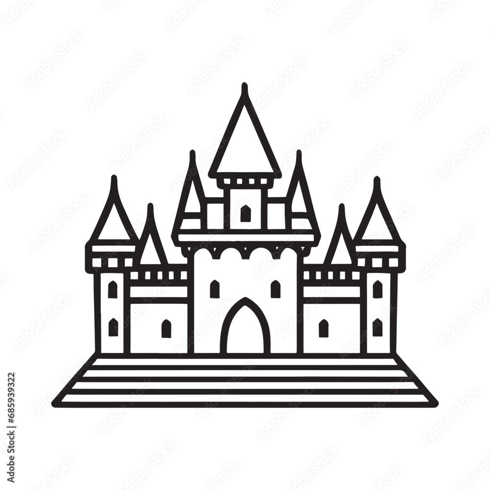 line illustration of Disney Castle