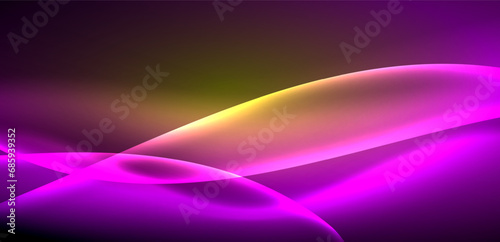 Dynamic waves in ethereal glow of neon lights. Concept merges fluidity of motion with vibrant allure of neon, crafting entrancing backdrop that embodies both vitality and futuristic sophistication
