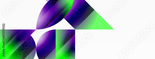 Serene gradient template. Circles and triangles mingle in minimalist perfection. Gentle fusion of forms and hues creates balanced yet captivating backdrop, embodying modern sophistication