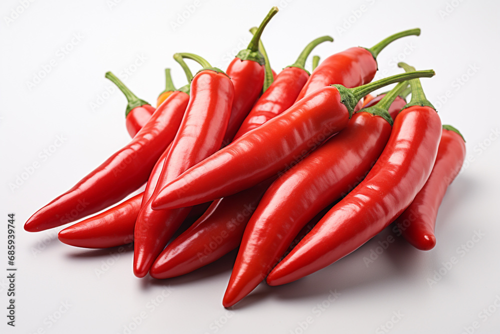 fresh red chilli on white background