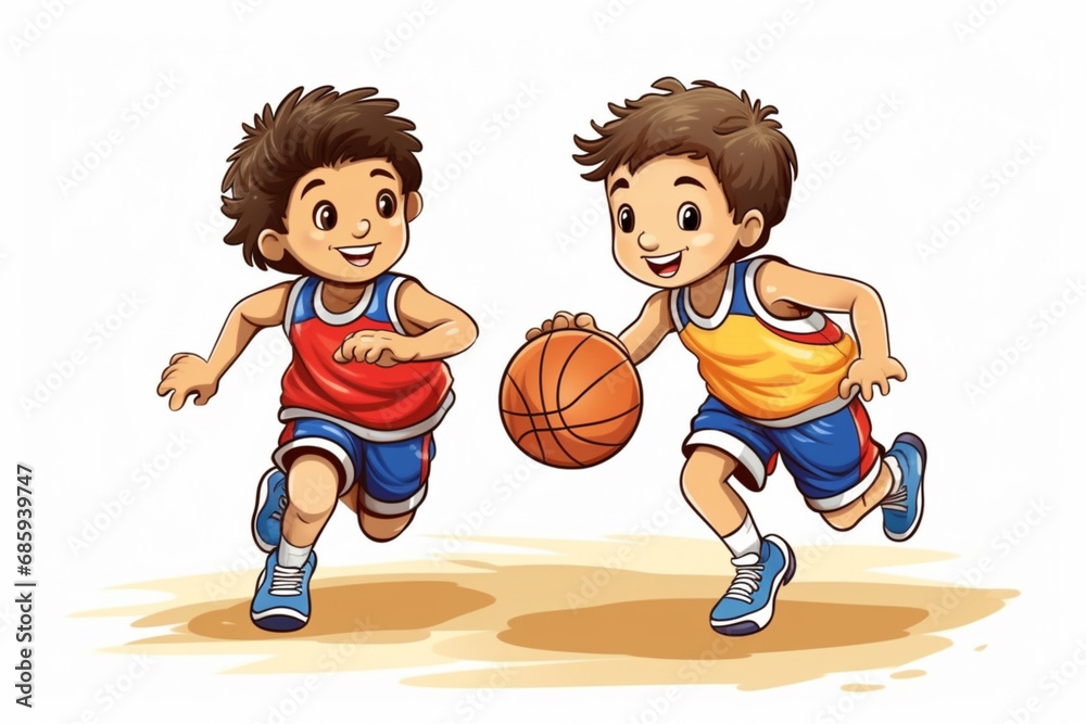 Illustration of a kids playing basketball Illustration of a kids playing basketball
