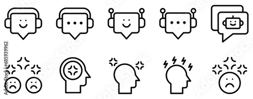 customer experience line style icon set collection