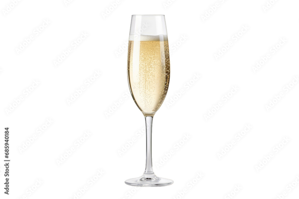 A glass of champagne on a white transparent background A glass of champagne on a white transparent background