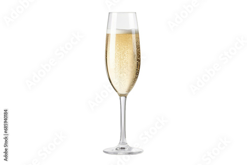 A glass of champagne on a white transparent background