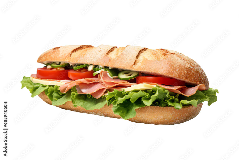 A tasty sandwich on a white transparent background A tasty sandwich on a white transparent background