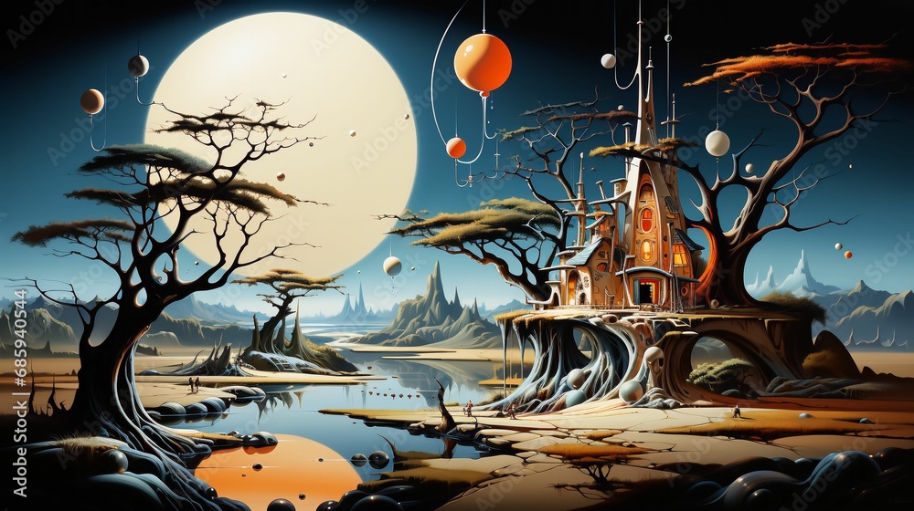 Obraz premium halloween background with castle