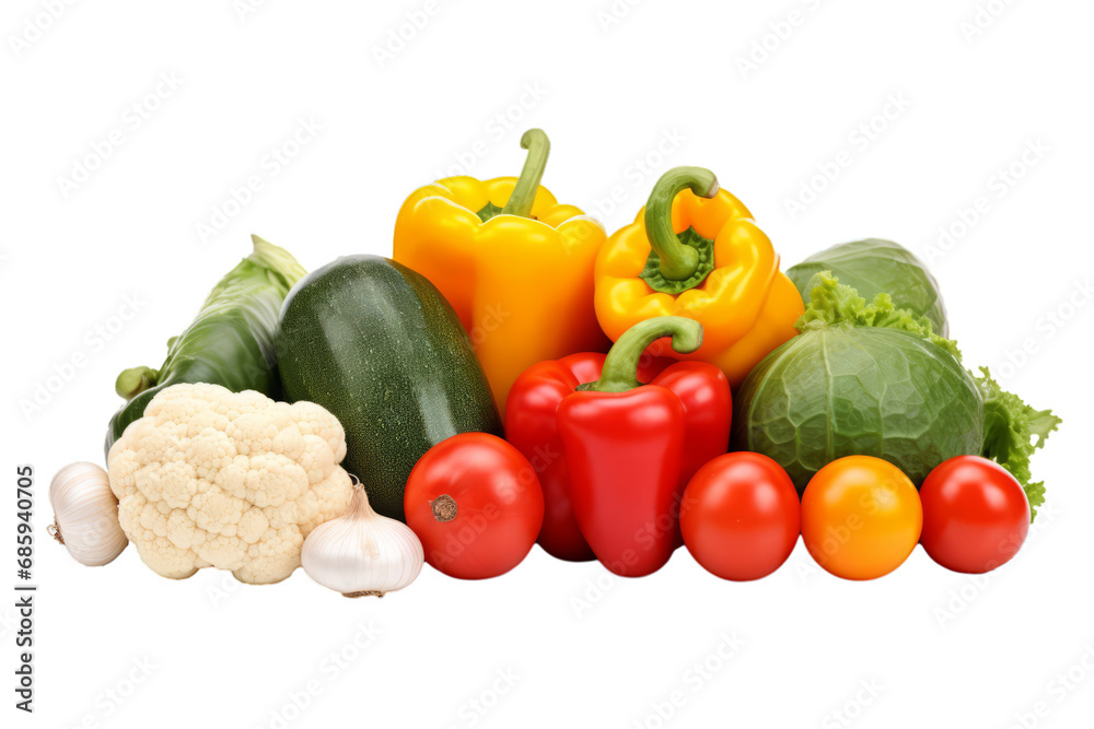 Pile of assorted vegetables on a white transparent background Pile of assorted vegetables on a white transparent background