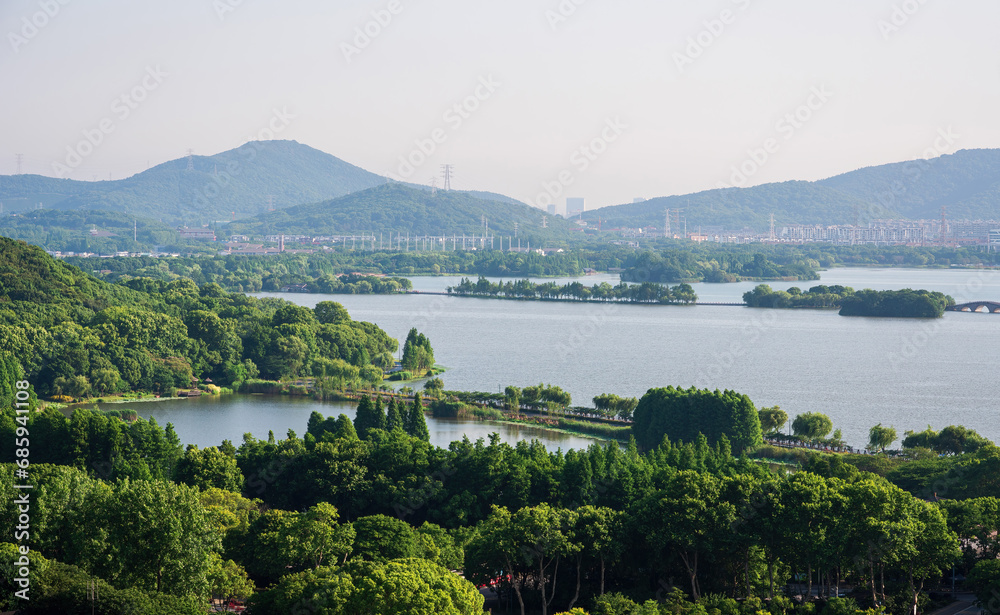 City scenery of Wuli Lake in Wuxi