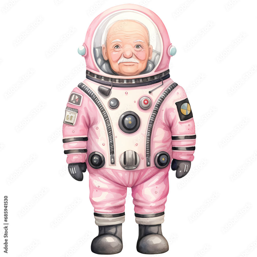 Cute Grandfather Astronaut Suit Watercolor Clipart Illustration Cute Grandfather Astronaut Suit Watercolor Clipart Illustration