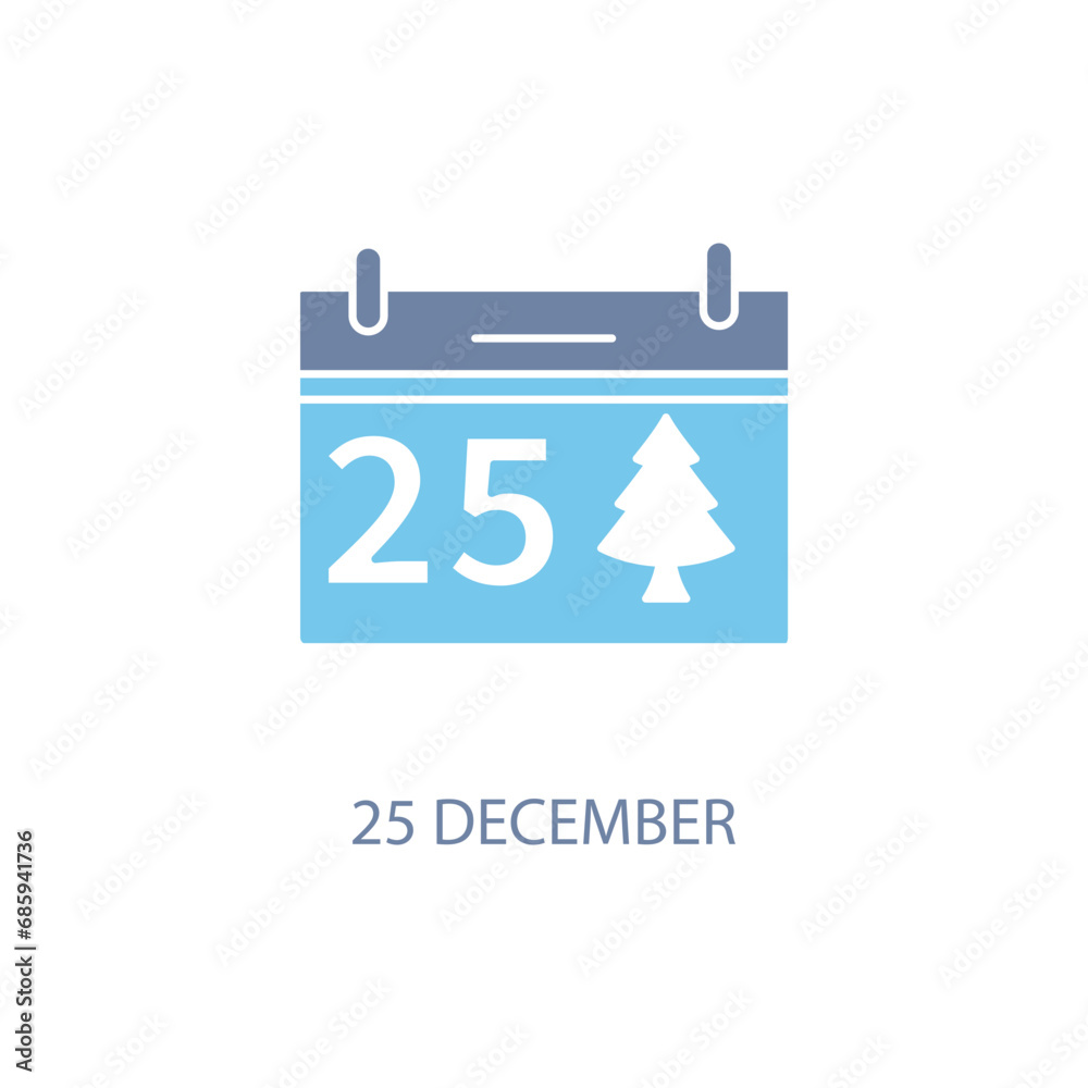 Christmas Calendar 25 December concept line icon. Simple element illustration. Christmas Calendar 25 December concept outline symbol design.