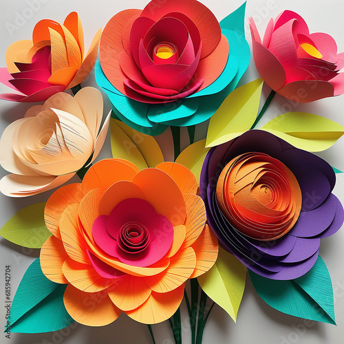  a Modern and Unique Arrangement of Crepe Paper Flowers