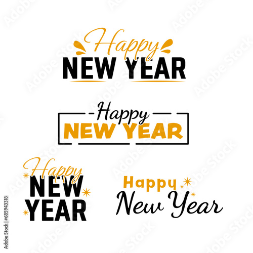 Happy new year typography typographic creative writing text image
