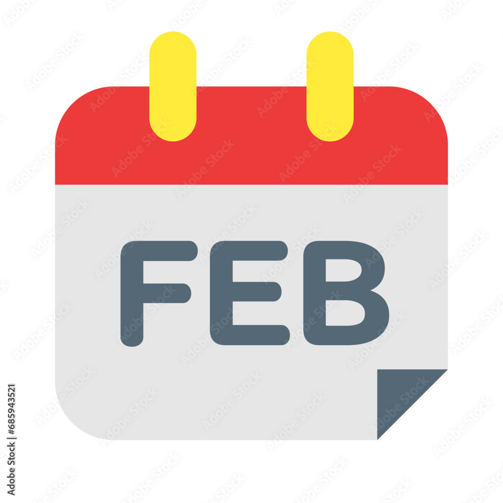 月、2月を表すカラースタイルのアイコン 月、2月を表すカラースタイルのアイコン