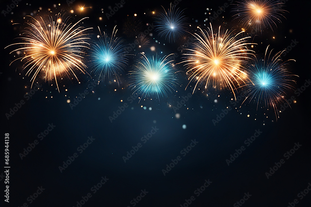 Firework background,Abstract Christmas and new year background with bokeh light background design concept