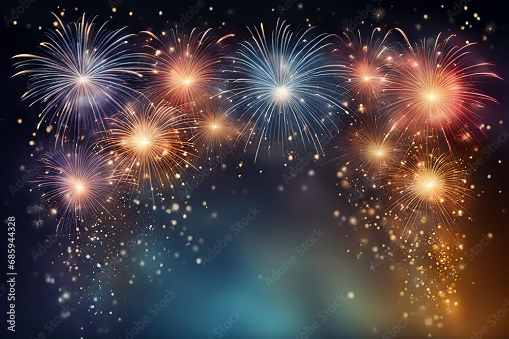 Obraz premium Firework background,Abstract Christmas and new year background with bokeh light background design concept