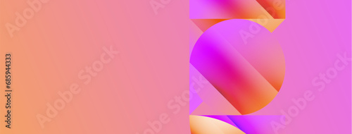 Serene gradient template. Circles and triangles mingle in minimalist perfection. Gentle fusion of forms and hues creates balanced yet captivating backdrop, embodying modern sophistication