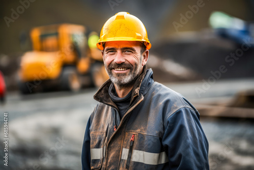 Mining engineer at a mine site overseeing the construction of mines with the purpose of extracting minerals and ores from the earth