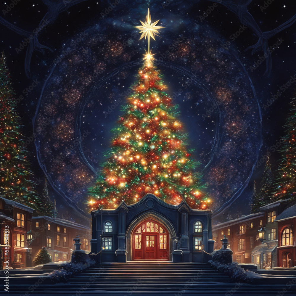 Fototapeta premium White Santa Clause and African American Santa Clause theme wallpaper background ai generated art