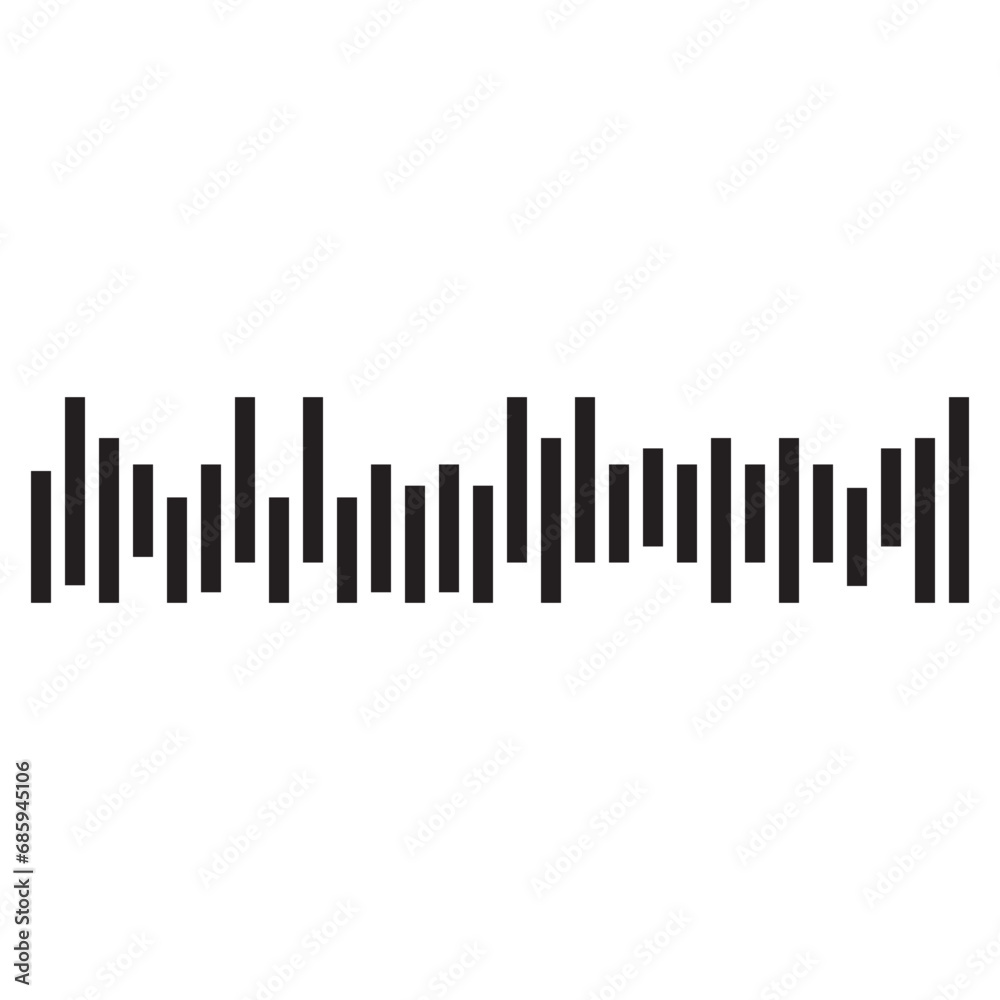 Simple soundwave equalizer shape on white background. Abstract music wave, radio signal frequency and digital voice visualisation. Simple soundwave equalizer shape on white background. Abstract music wave, radio signal frequency and digital voice visualisation.