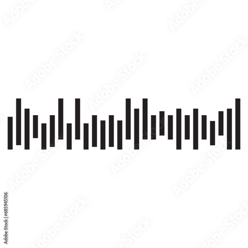 Simple soundwave equalizer shape on white background. Abstract music wave  radio signal frequency and digital voice visualisation.