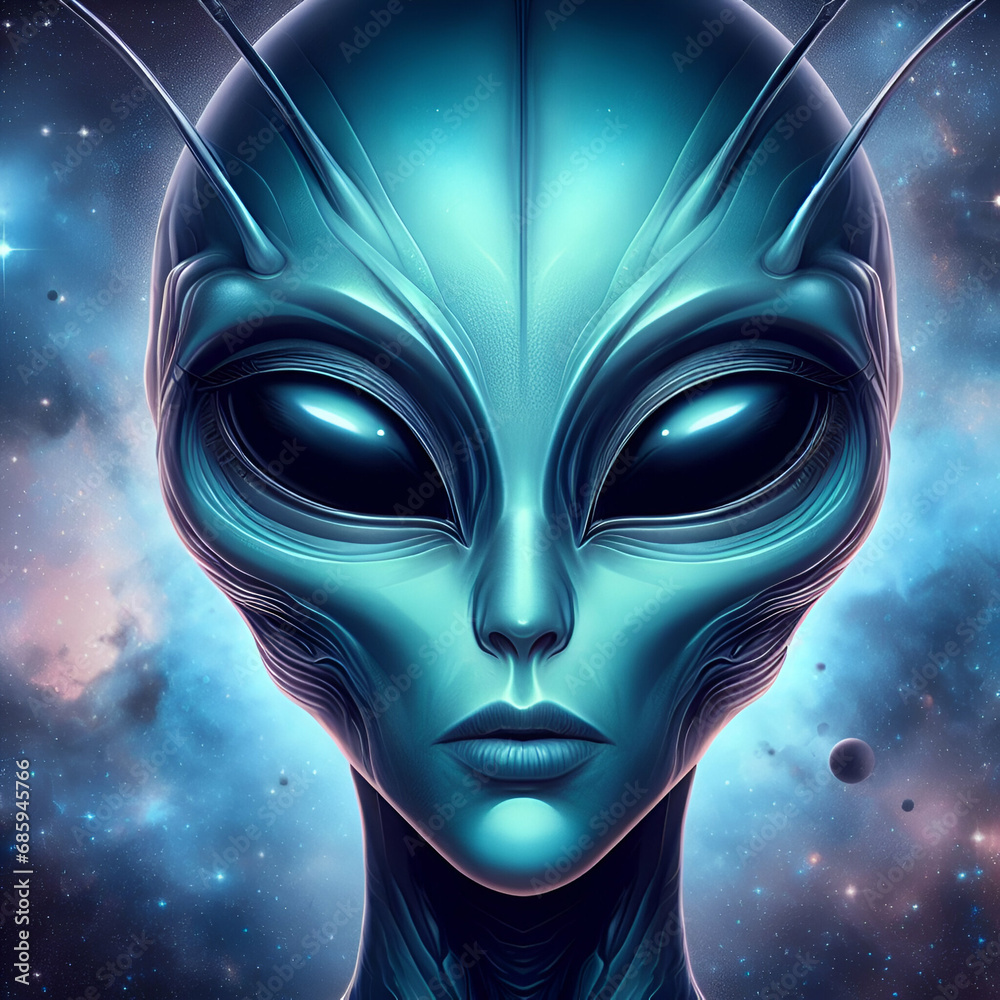 Close-up Eyes, Lips, and Nose Portrait Creepy Scary Smooth Skin Complexion Face of an Humanoid Space Alien Extraterrestrial UFO from another World on a Black, Blue, and Red Background. Sci-fi, Horror. Close-up Eyes, Lips, and Nose Portrait Creepy Scary Smooth Skin Complexion Face of an Humanoid Space Alien Extraterrestrial UFO from another World on a Black, Blue, and Red Background. Sci-fi, Horror.