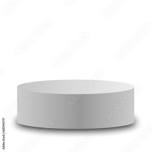 Blank white round podium, round empty stage and podium 3d template for product presentation,