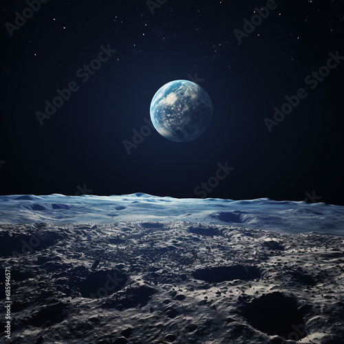View of earth from the moon