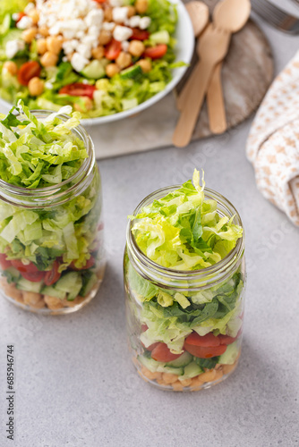Meal prep for lunch, healthy salad in a jar