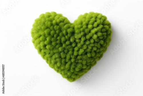 Green heart isolated on white background. Generative AI.