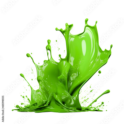 green liquid splash isolated on transparent background