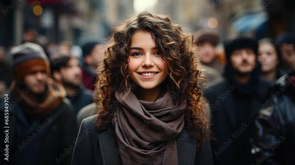 Portrait of an attractive young woman in the city 