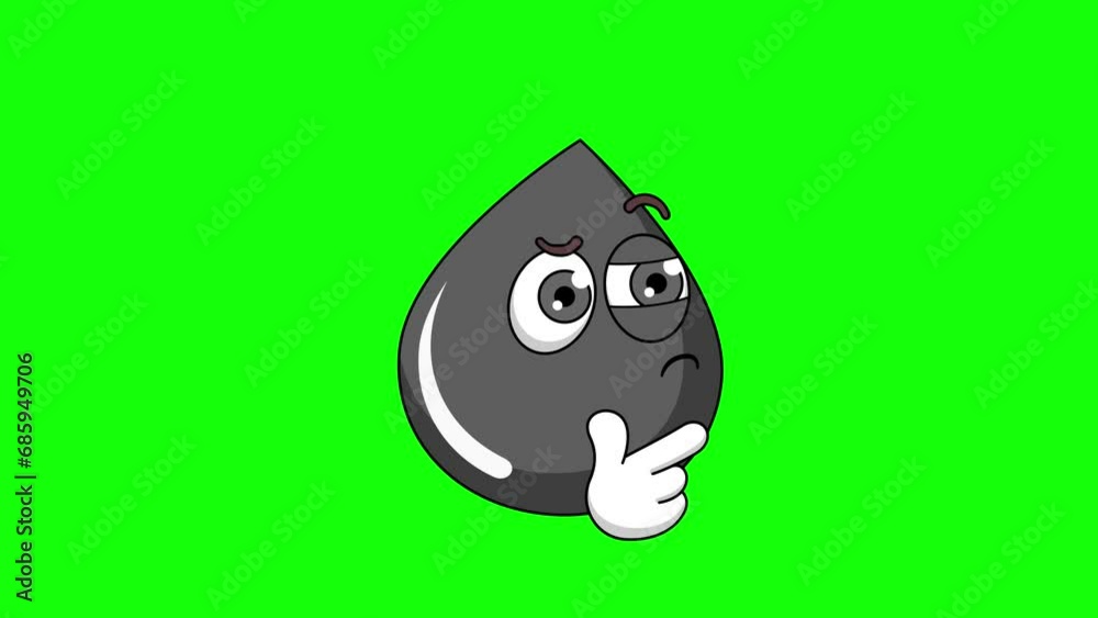 Thinking animation of a oil cartoon, mascot animation with green green Thinking animation of a oil cartoon, mascot animation with green green