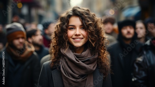 Portrait of an attractive young woman in the city 